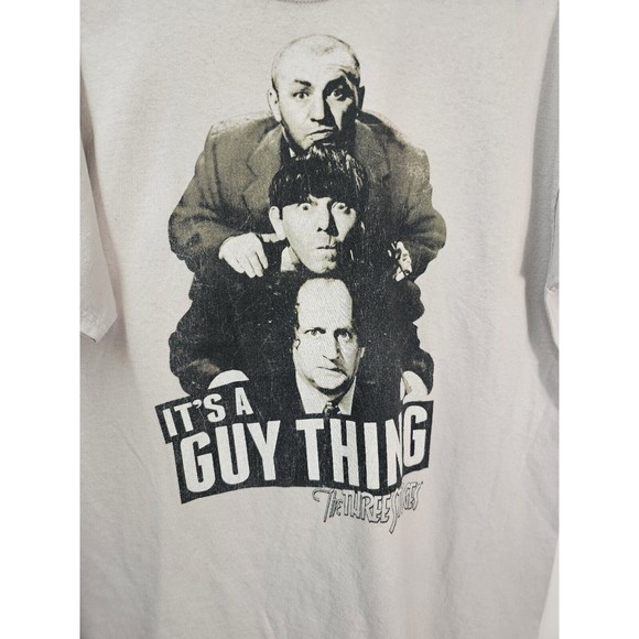 The Three Stooges "It's A Guy Thing" Light Gray T-Shirt Sz L - Picture 2 of 6